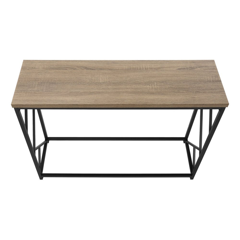 44" Taupe and Black Wood and Metal Frame Console Table