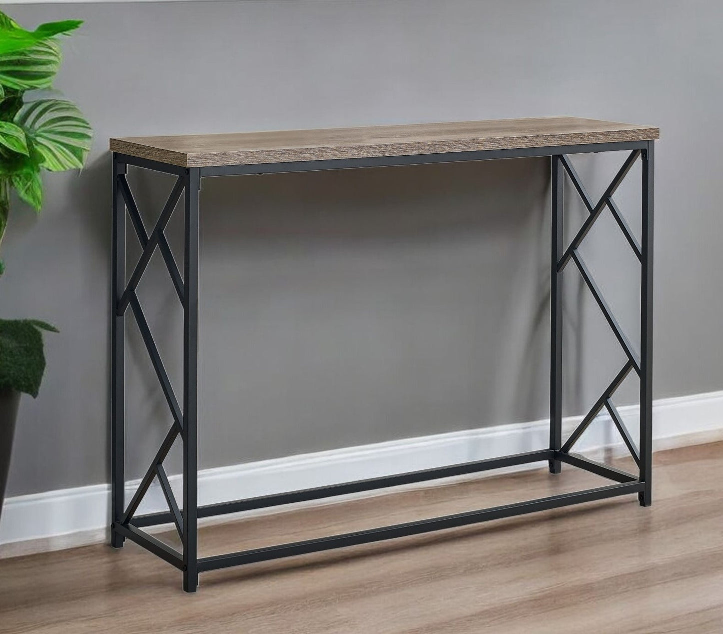 44" Taupe And Black Frame Console Table