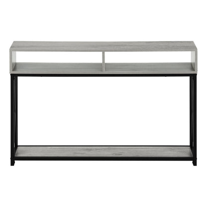 47" Gray and Black Wood and Metal Frame Console Table With Three Shelves