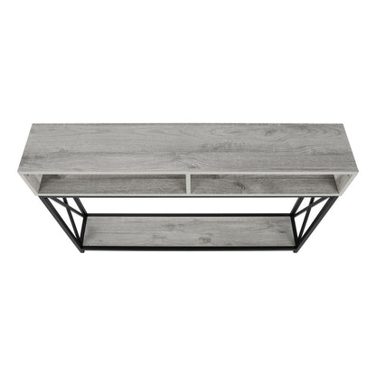 47" Gray and Black Wood and Metal Frame Console Table With Three Shelves
