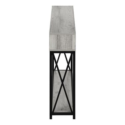 47" Gray and Black Wood and Metal Frame Console Table With Three Shelves
