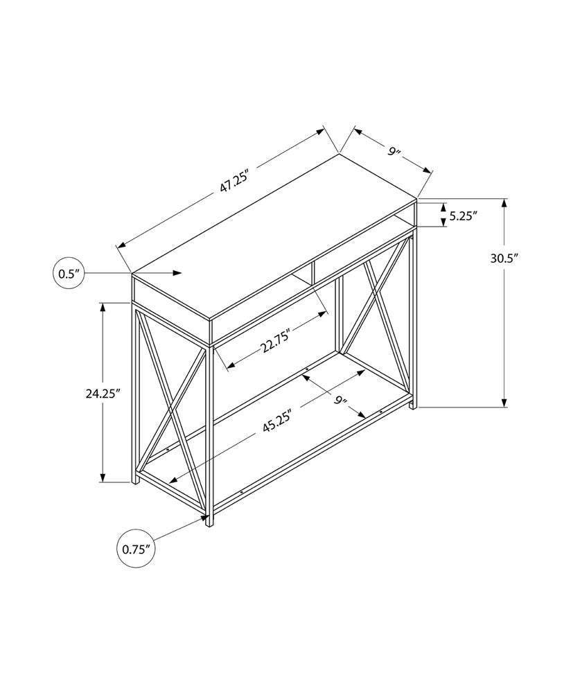 47" Taupe and Black Frame Console Table With Shelves
