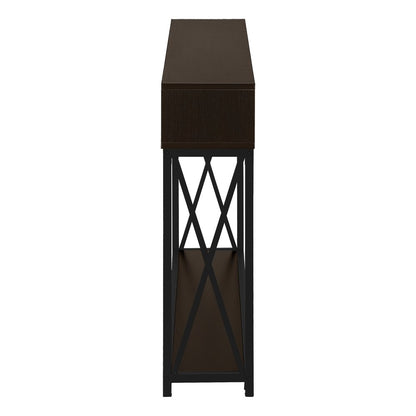 47" Brown and Black Frame Console Table With Shelves