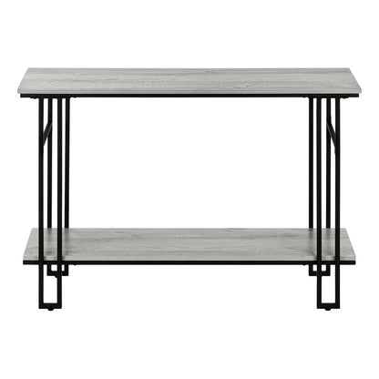 47" Gray and Black Frame Console Table With Shelves