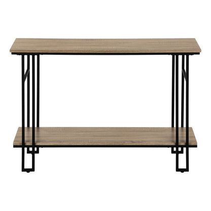 47" Gray and Black Frame Console Table With Shelves