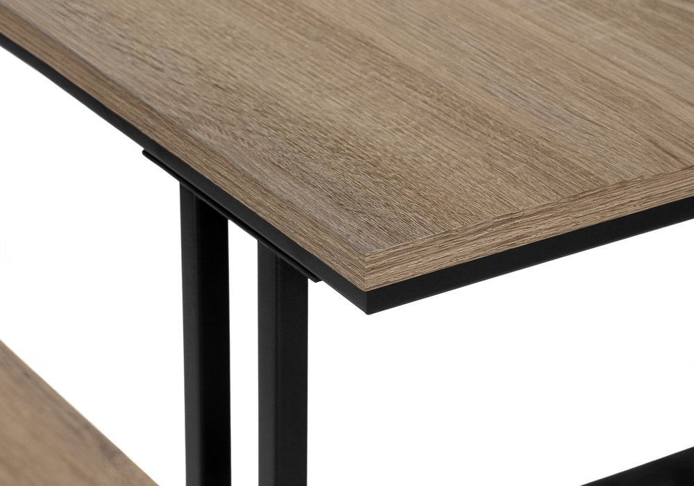 47" Gray and Black Frame Console Table With Shelves