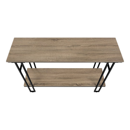 47" Gray and Black Frame Console Table With Shelves