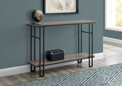 47" Gray and Black Frame Console Table With Shelves