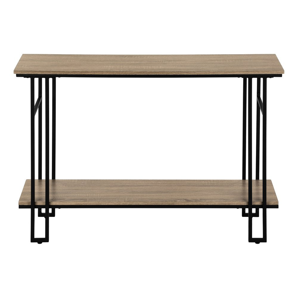 47" Gray and Black Frame Console Table With Shelves