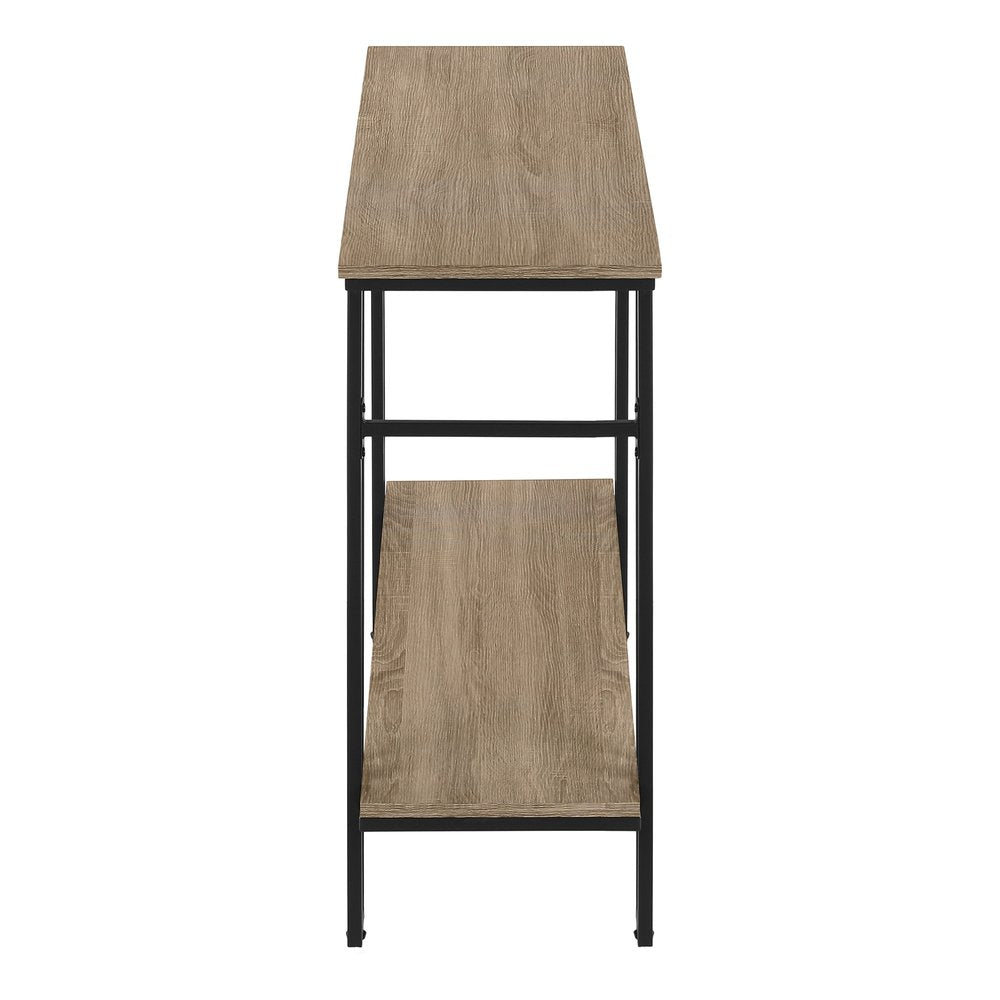 47" Gray and Black Frame Console Table With Shelves