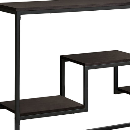 48" Brown and Black Frame Console Table With Shelves