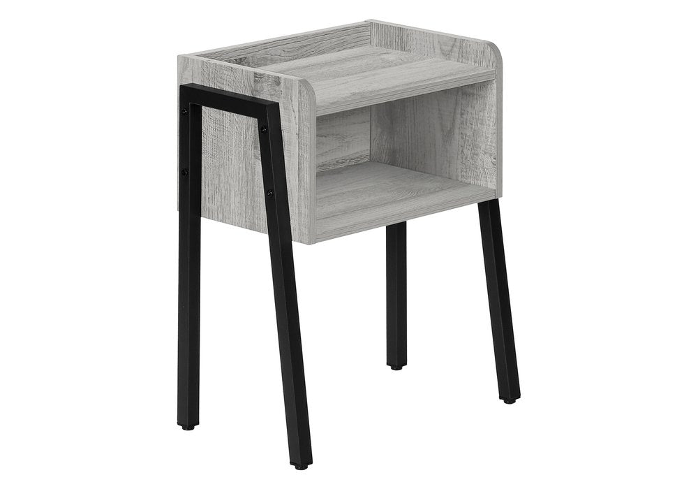 23" Rectangular Grey And Black Metal Accent Table