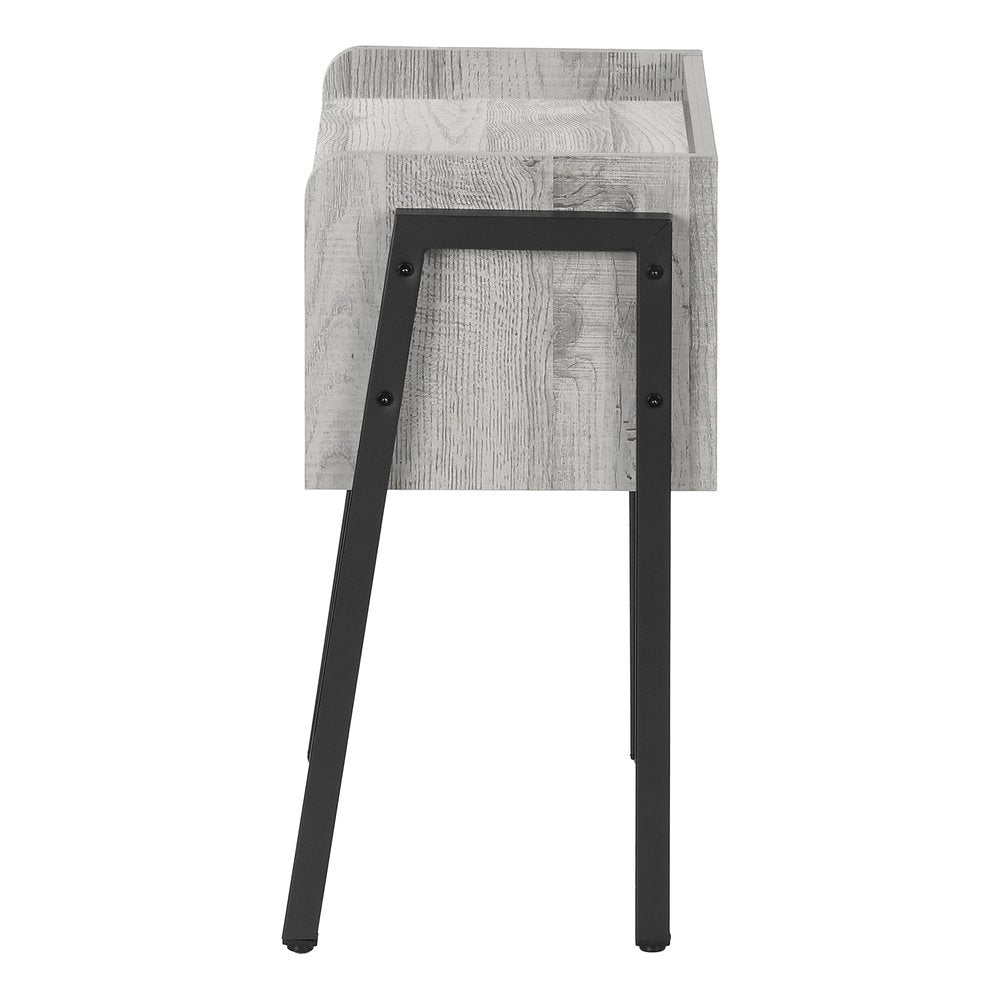 23" Rectangular Grey And Black Metal Accent Table