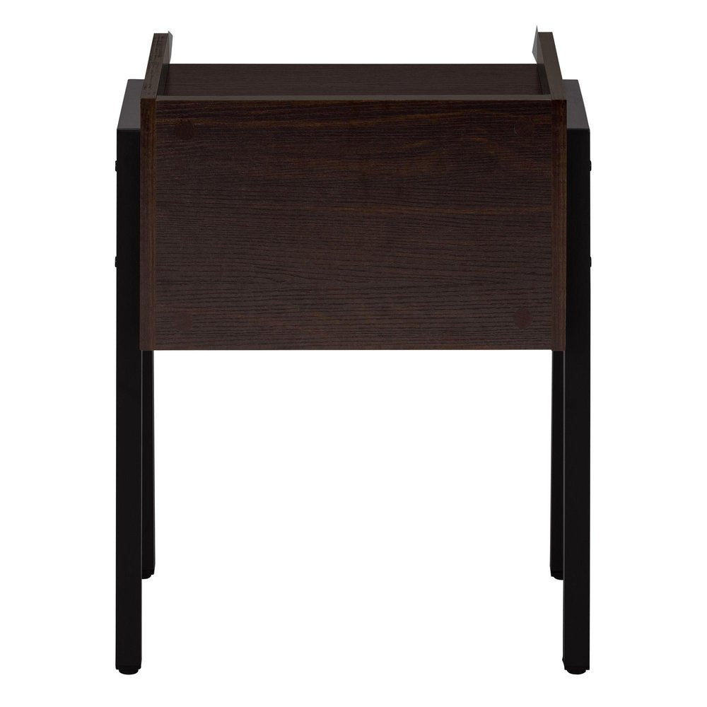 23" Espresso Wood And Iron End Table With Shelf