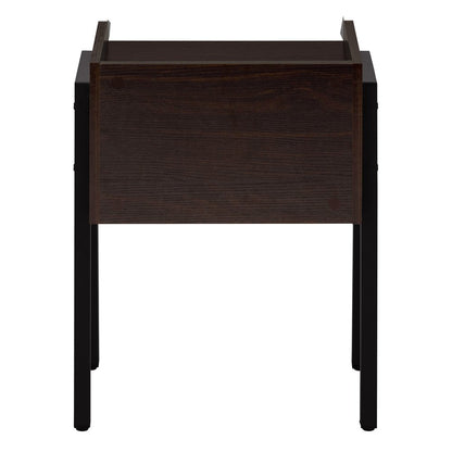 23" Rectangular Espresso Accent Table With Black Metal Legs