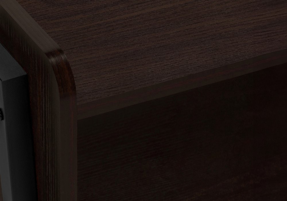 23" Rectangular Espresso Accent Table With Black Metal Legs