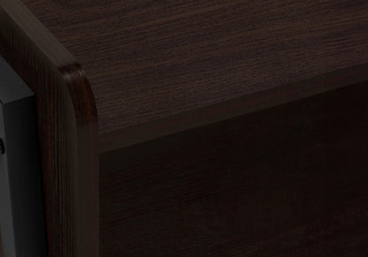 23" Rectangular Espresso Accent Table With Black Metal Legs