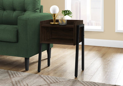 23" Espresso Wood And Iron End Table With Shelf