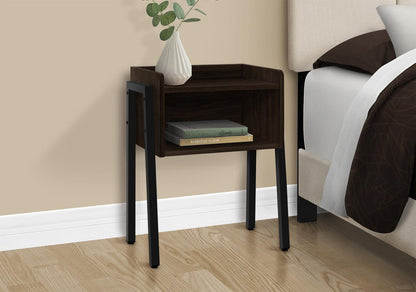 23" Espresso Wood And Iron End Table With Shelf