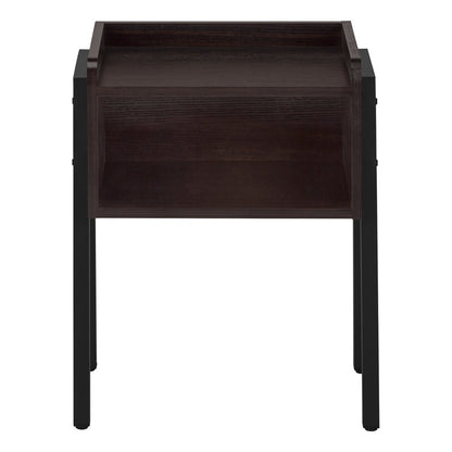 23" Rectangular Espresso Accent Table With Black Metal Legs