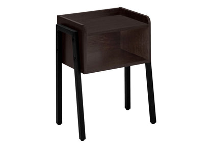 23" Espresso Wood And Iron End Table With Shelf
