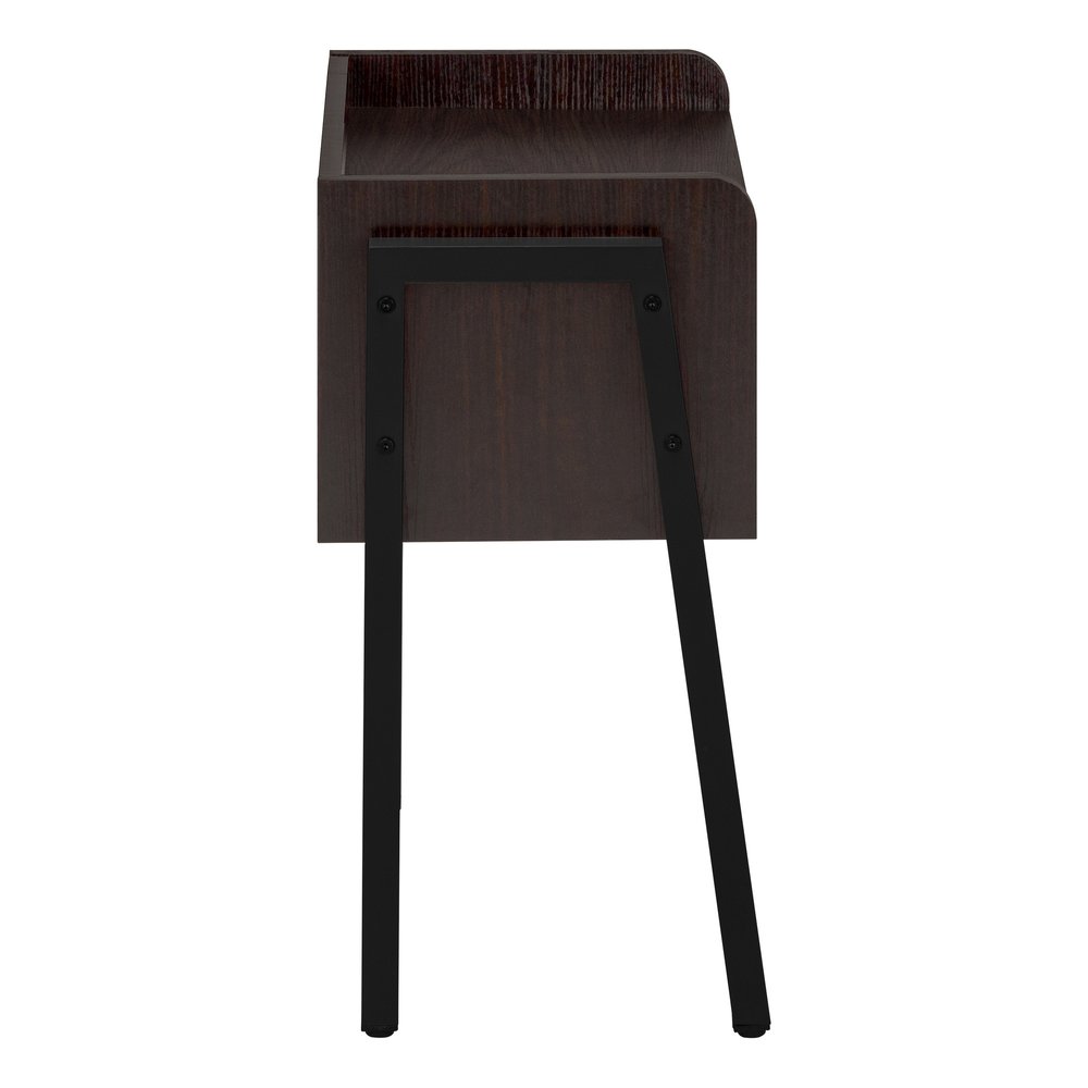 23" Rectangular Espresso Accent Table With Black Metal Legs
