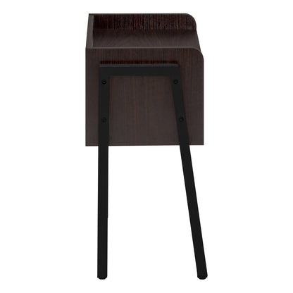 23" Espresso Wood And Iron End Table With Shelf