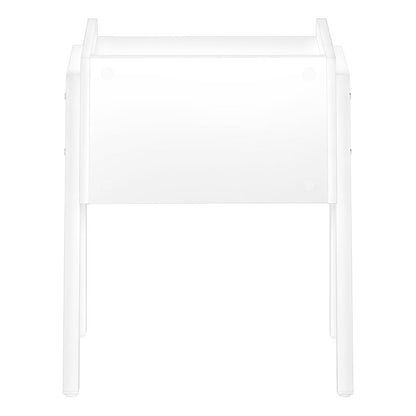 23" Rectangular White Accent Table With White Metal Legs