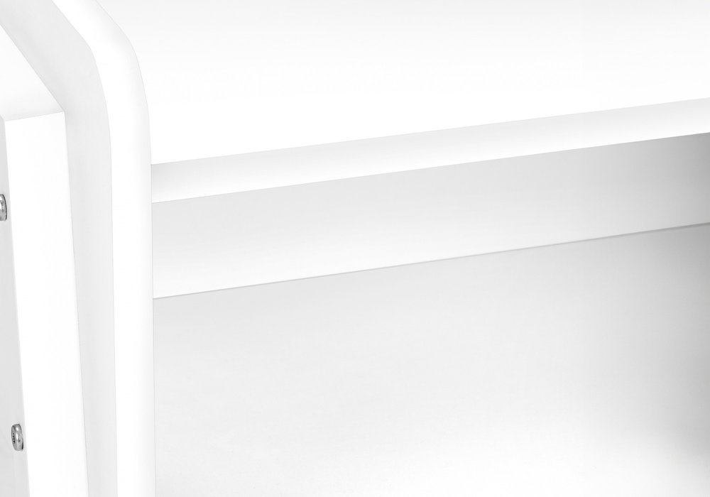 23" Rectangular White Accent Table With White Metal Legs