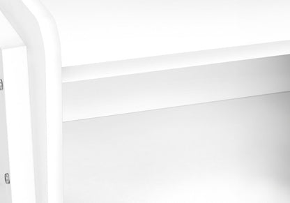 23" Rectangular White Accent Table With White Metal Legs