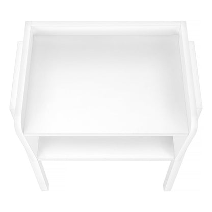 23" Rectangular White Accent Table With White Metal Legs