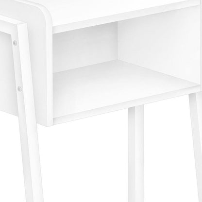 23" Rectangular White Accent Table With White Metal Legs