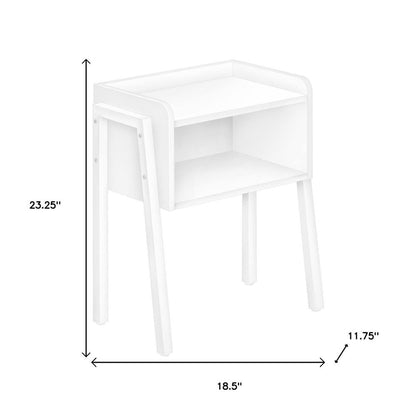23" Rectangular White Accent Table With White Metal Legs