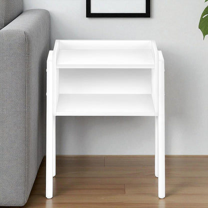 23" Rectangular White Accent Table With White Metal Legs