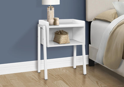 23" Rectangular White Accent Table With White Metal Legs