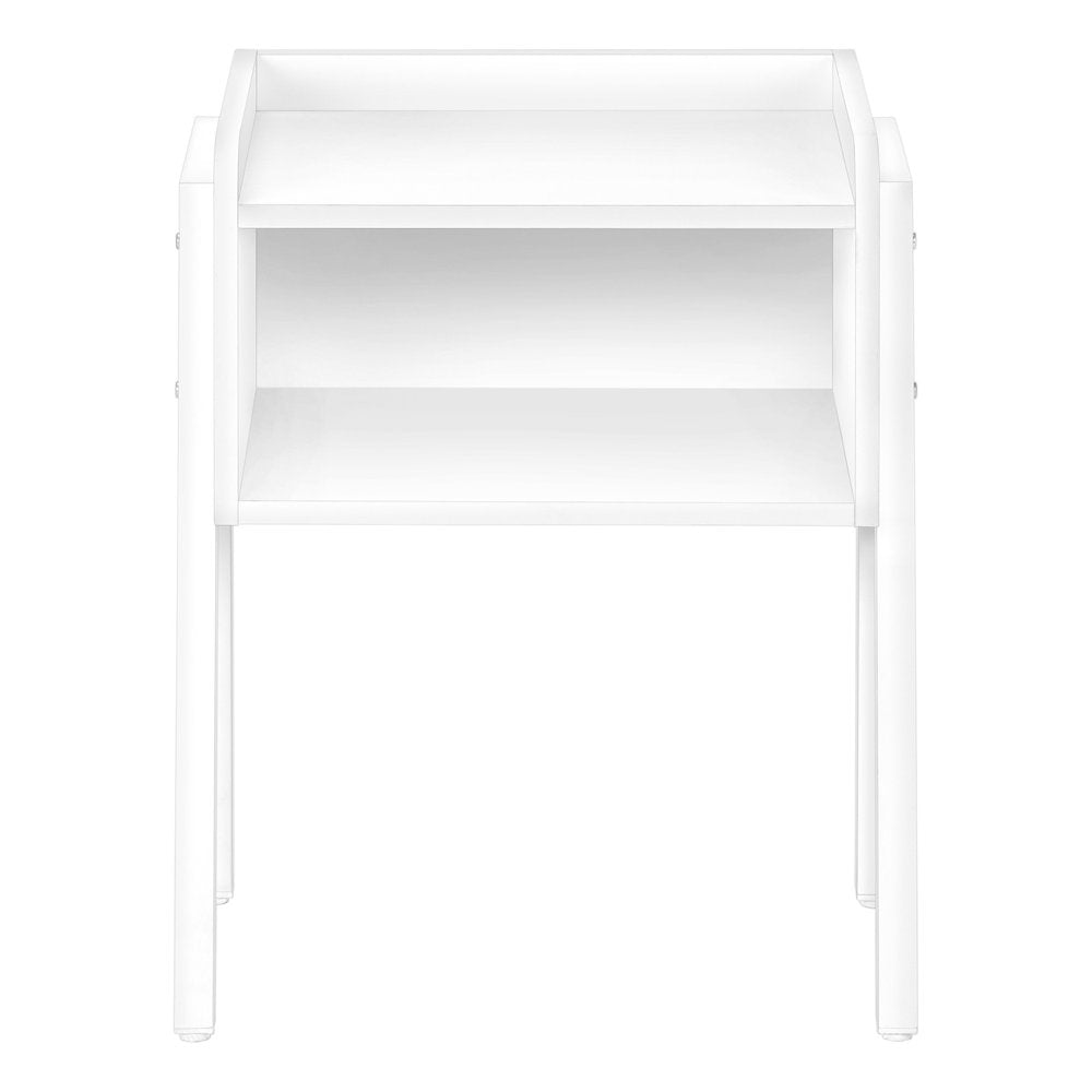 23" Rectangular White Accent Table With White Metal Legs