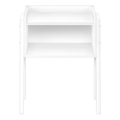 23" Rectangular White Accent Table With White Metal Legs