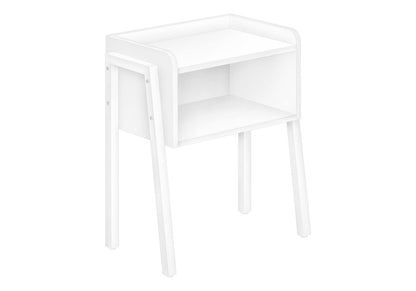 23" Rectangular White Accent Table With White Metal Legs