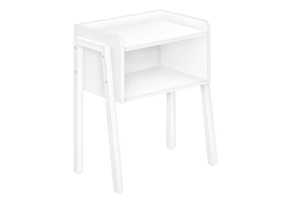 23" Rectangular White Accent Table With White Metal Legs