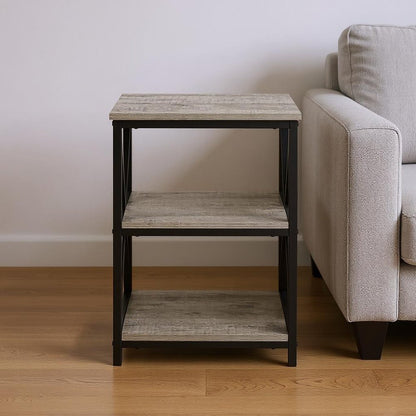 26" Rectangular Grey Black Metal Accent Table