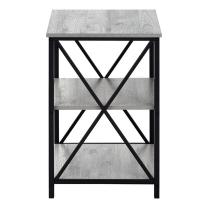 26" Rectangular Grey Black Metal Accent Table