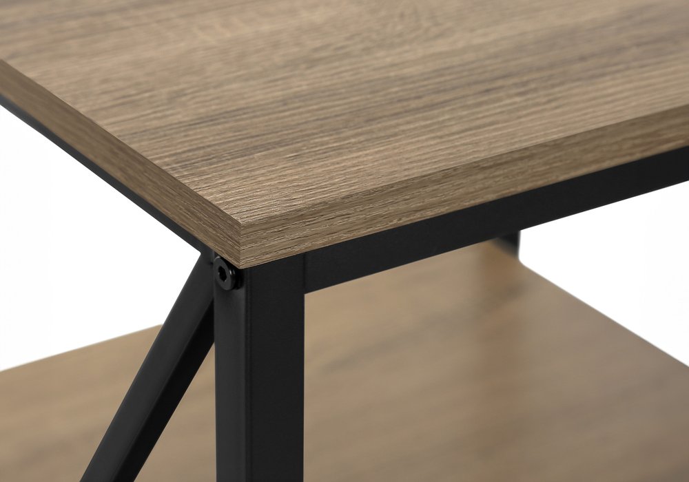 26" Rectangular Dark Taupe Black Metal Accent Table