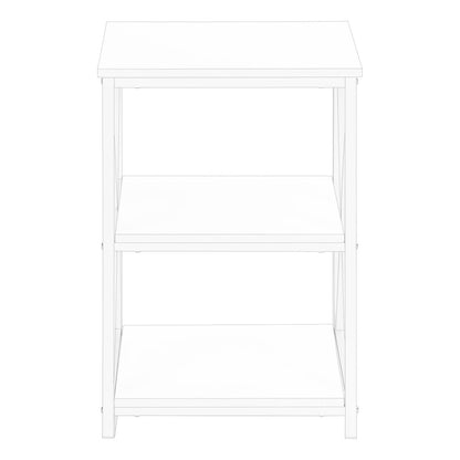 26" Rectangular White White Metal Accent Table