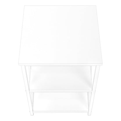 26" Rectangular White White Metal Accent Table