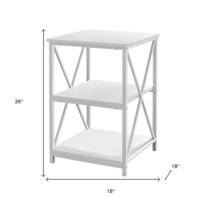 26" Rectangular White White Metal Accent Table