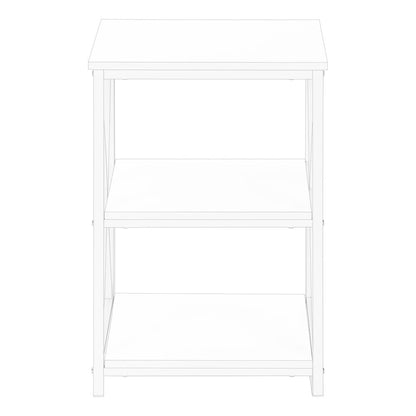 26" Rectangular White White Metal Accent Table