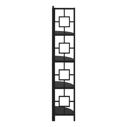 62" Black Metal Corner Bookcase