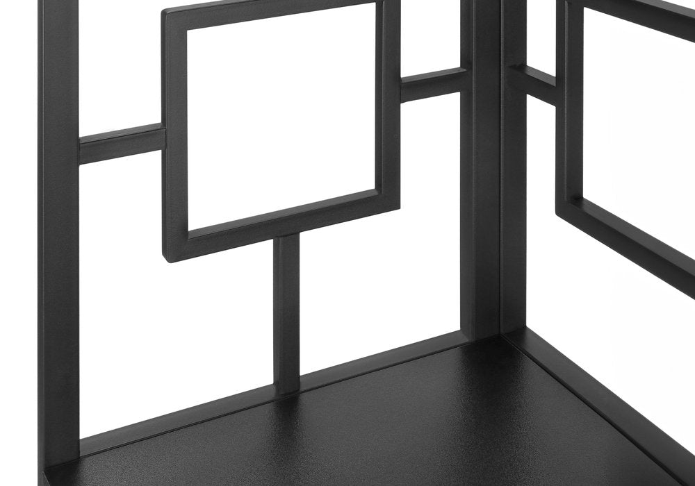 62" Black Metal Corner Bookcase