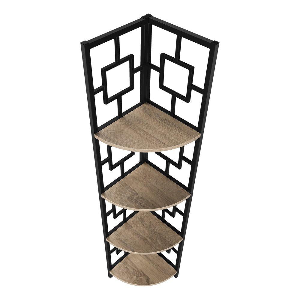 62" Dark Taupe Metal Corner Bookcase