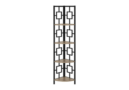 62" Dark Taupe Metal Corner Bookcase